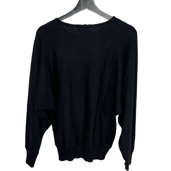 Vintage 90s Black Butterfly Sequin Dolman Sleeve Knit Sweater Medium - Picture 4 of 8